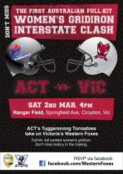 ACT vs Victoria Womens Gridiron Match